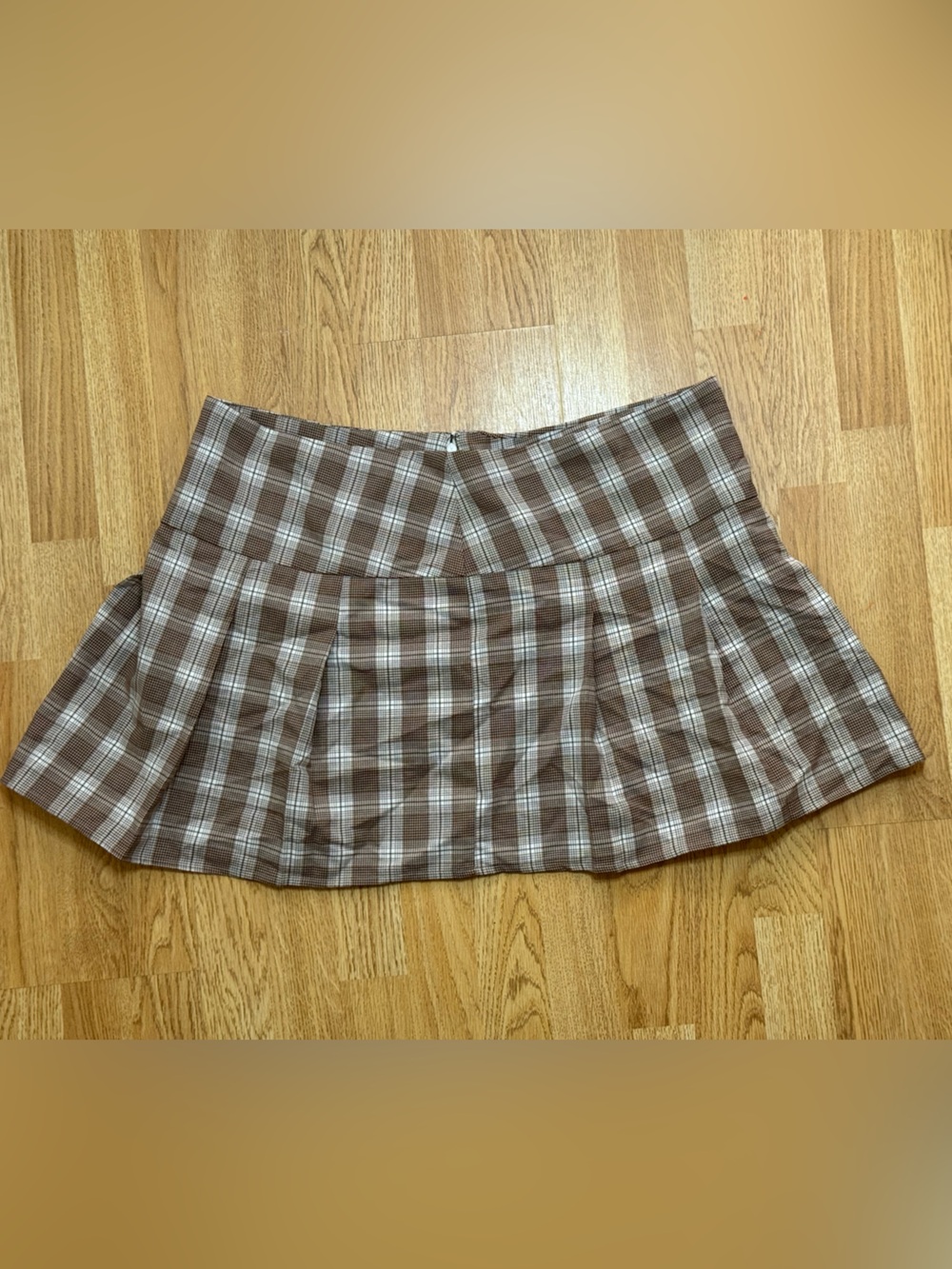 bp Brown and Cream Plaid Mini Skirt
